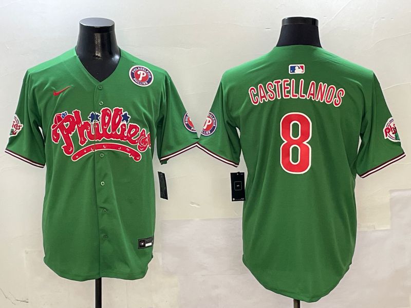 Men Philadelphia Phillies #8 Castellanos Green Fourth generation Joint Name Nike 2025 MLB Jersey style 6